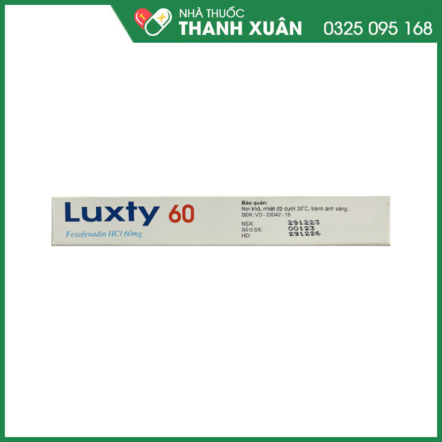 Luxty 60 thuốc điều trị viêm mũi dị ứng theo mùa, mày đay mạn tính vô căn